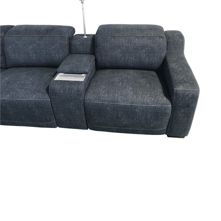 4-Piece Denim Blue Sleeper Sectional