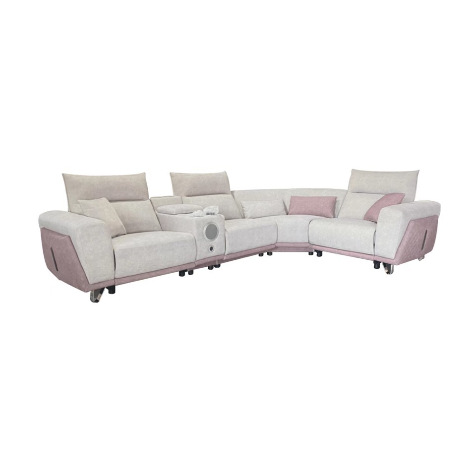 ZZ-Pink And White South Korean Modern Style Sectional