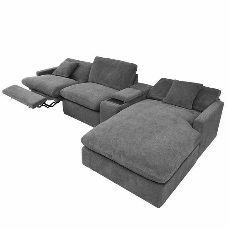 4-Piece Modern Power Reclining Chaise Sectional