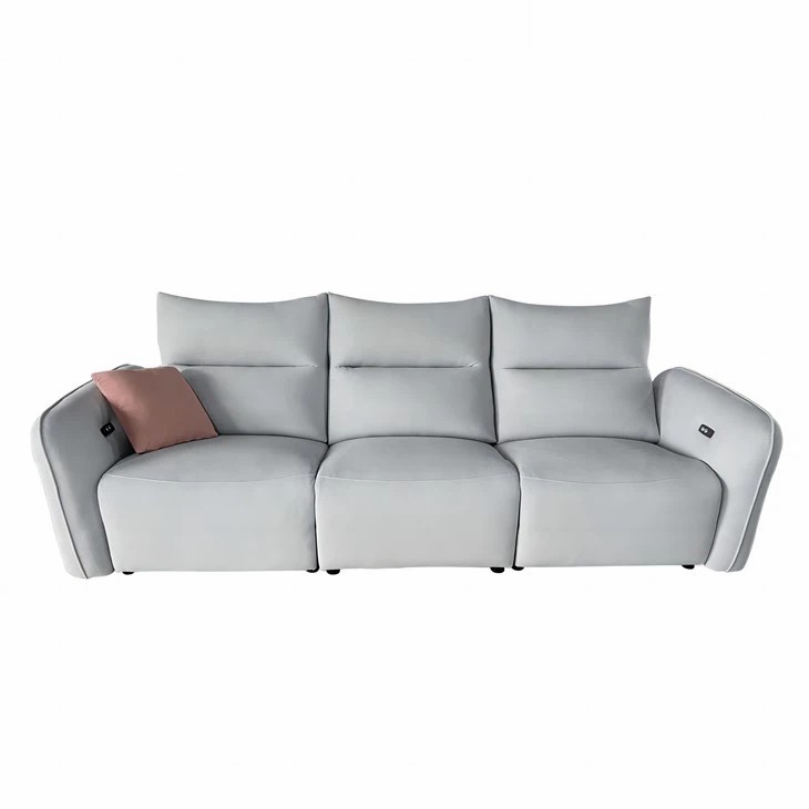 South Korean Modern White Power Reclining Fabric Sofa