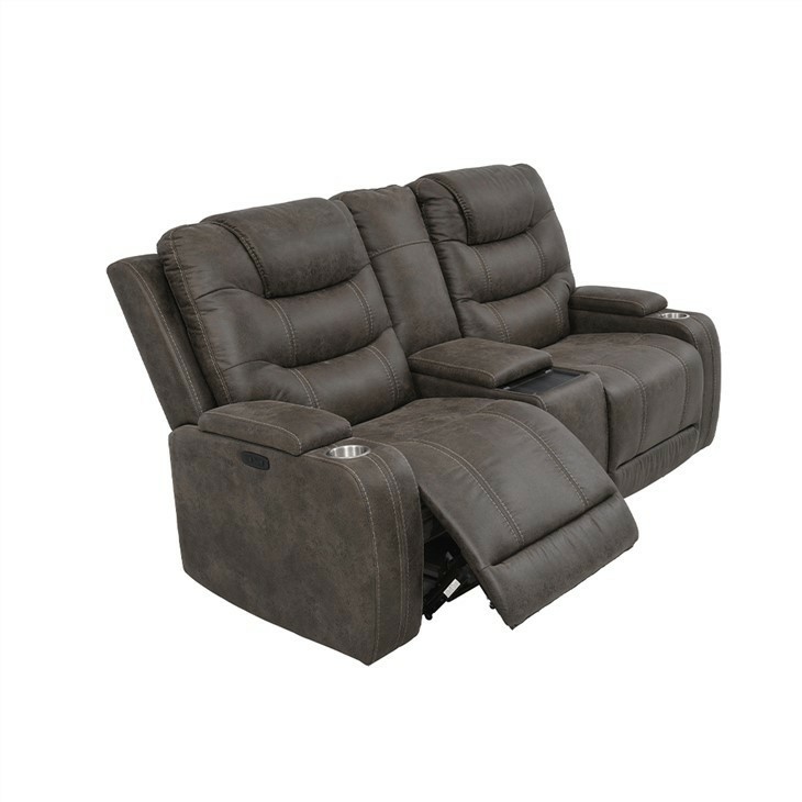 European Style Power Reclining Loveseat With Console