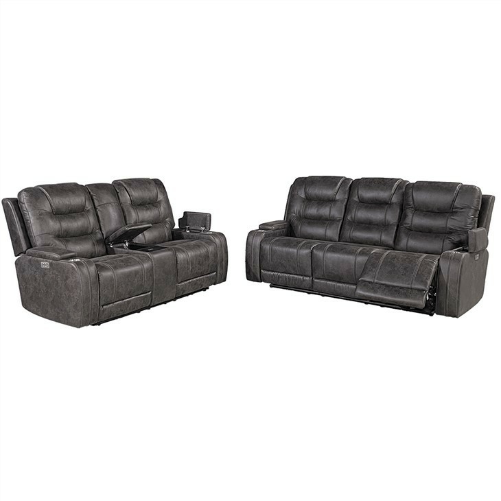 European Style Power Reclining Loveseat With Console