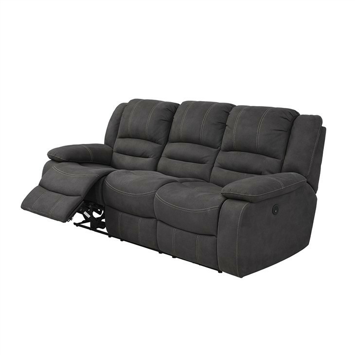 Contemporary Grey Power Reclining Loveseat