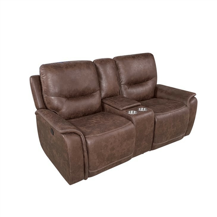 Contemporary Pillow Top Arm Power Reclining Loveseat With Console