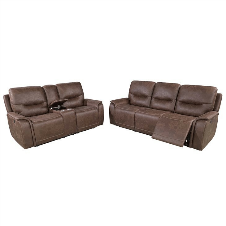 Contemporary Pillow Top Arm Power Reclining Loveseat With Console