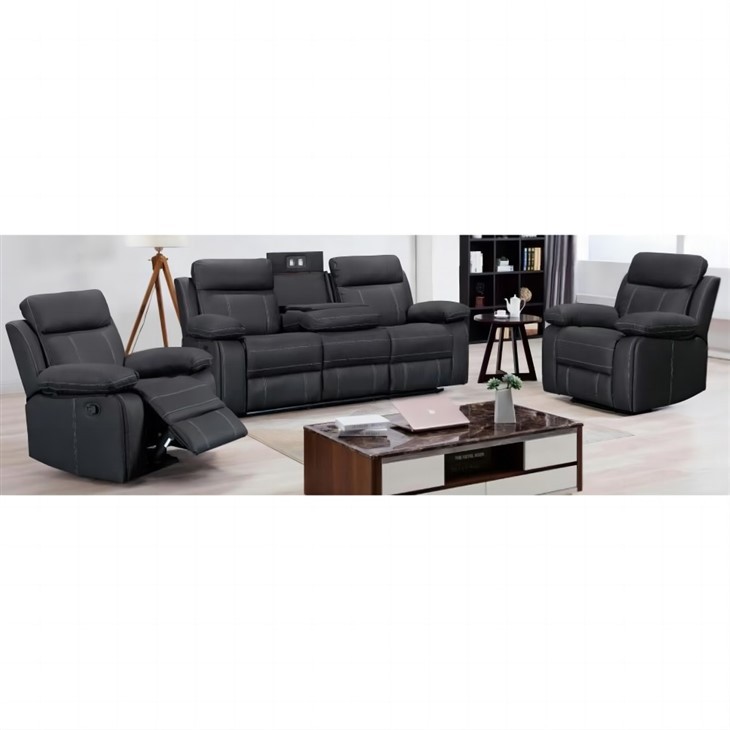 Black Cloth Recliner Sofa