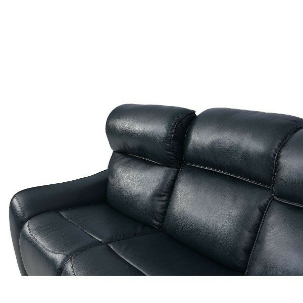 Square Arm Power Reclining Leather Loveseat With Console