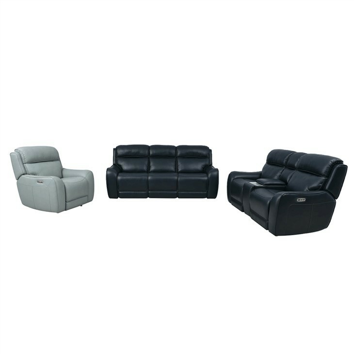 Square Arm Power Reclining Leather Loveseat With Console