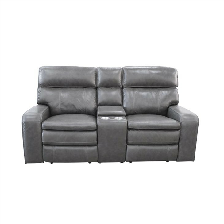 Modern Grey Power Reclining Loveseat With Console