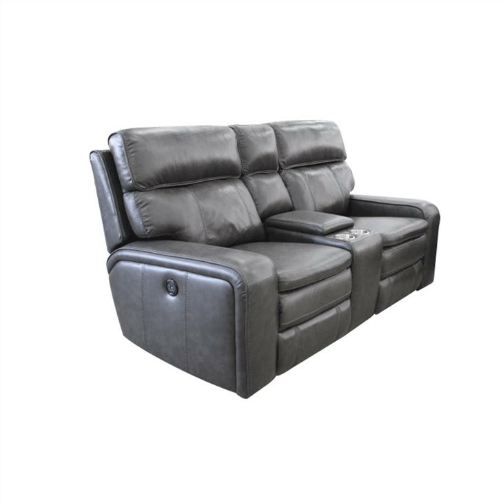 Modern Grey Power Reclining Loveseat With Console