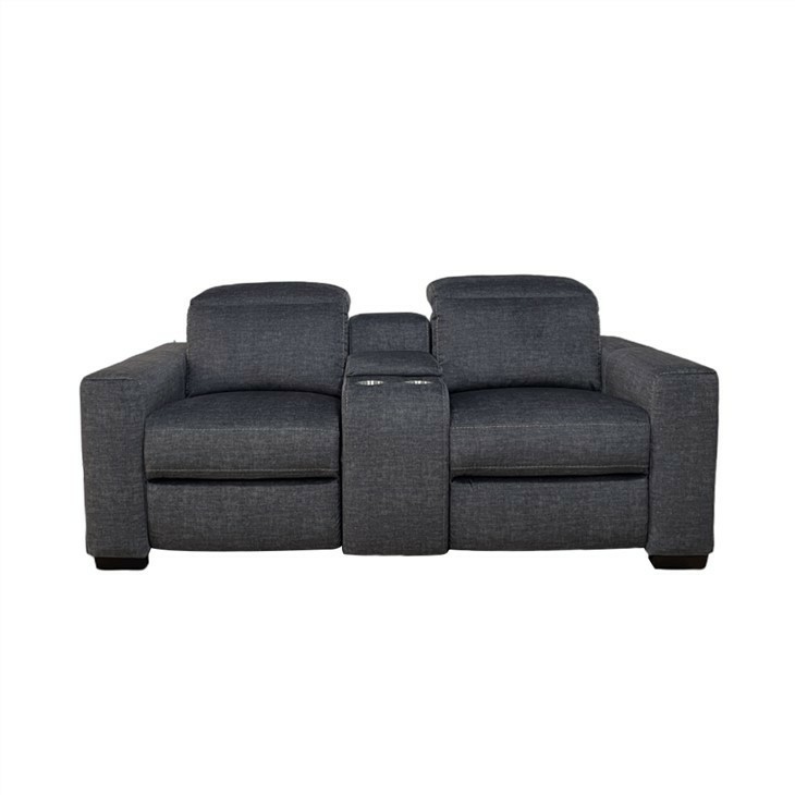 Denim Blue Power Reclining Loveseat With Console