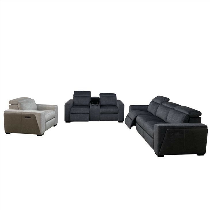 Denim Blue Power Reclining Loveseat With Console