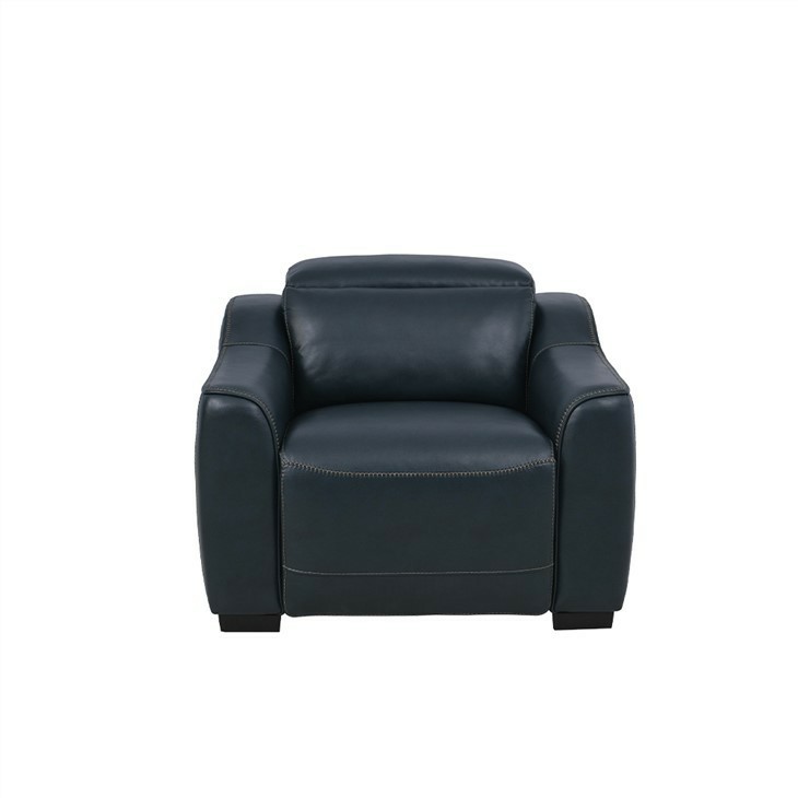 Dark Blue Leather Recliner