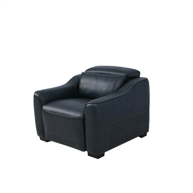 Dark Blue Leather Recliner