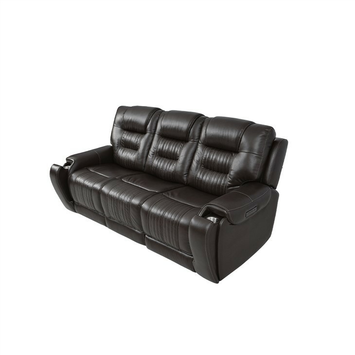 Brown Power Reclining Leather Sofa