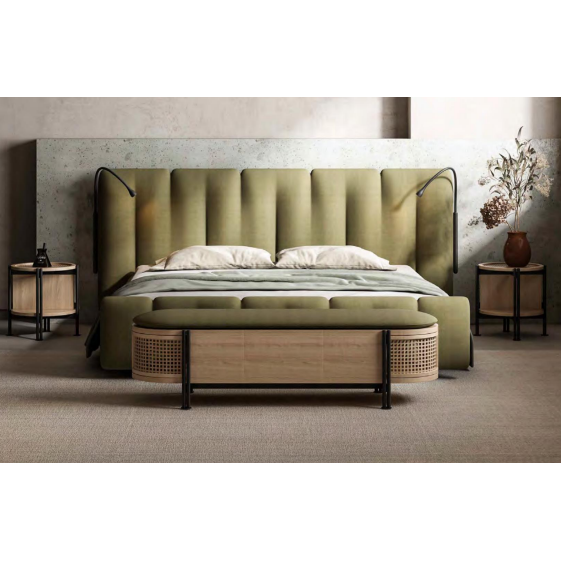 Natural Minimalist Style Upholstered Bed