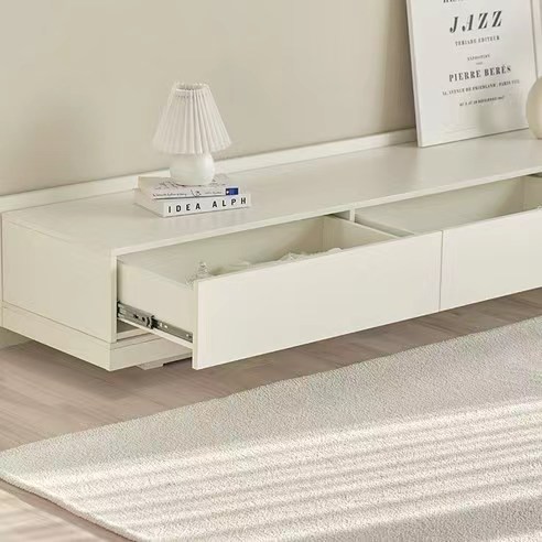 White TV Cabinet With Atmosphere Light Strips